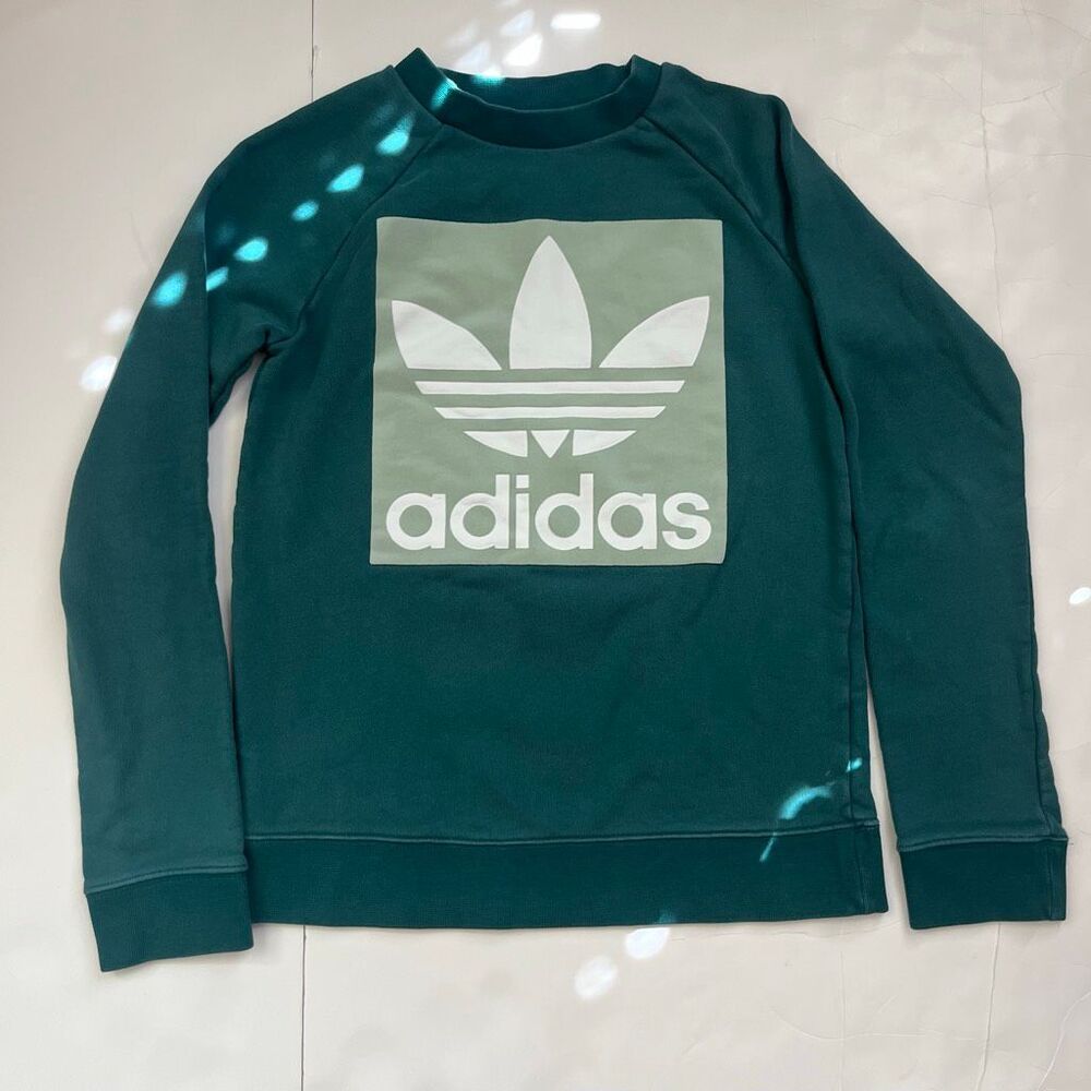 Adidas Women's Originals Trefoil Crew Neck Raglan Sleeve Sweatshirt Green XS